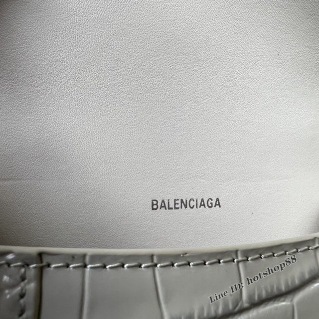 Balenciaga專櫃爆款灰白鱷魚紋XS號Hourglass沙漏包 巴黎世家頂級原單手提肩背包 款號：8896 fyj1218